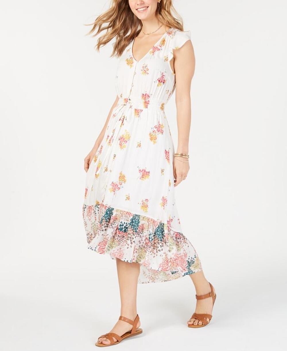 Lucky Brand Felice Floral Print High-Low Midi Dress High Low Size XS